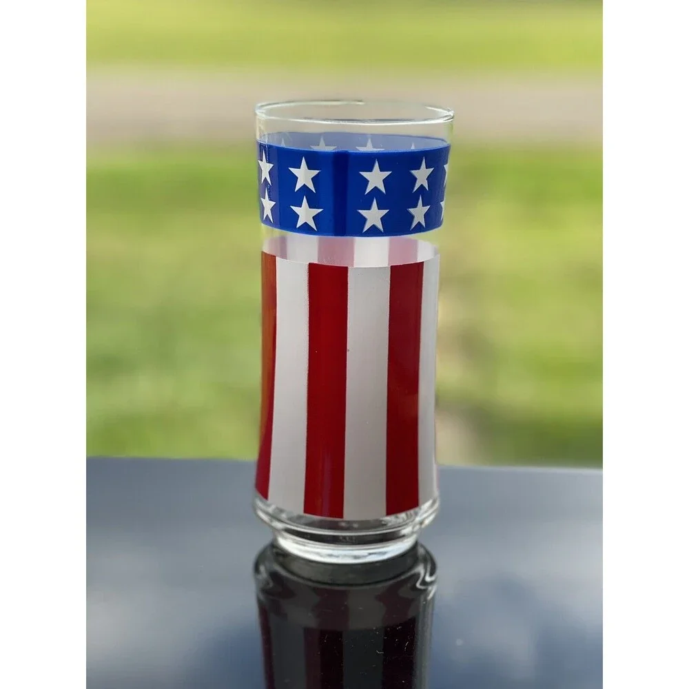 1 Vintage‎ Libbey American Flag Drinking Glass USA Stars And Stripes Patriotic
